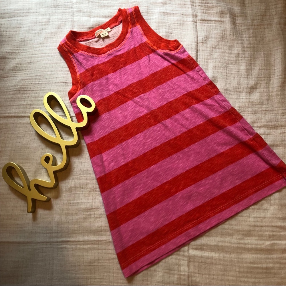 Crewcuts Pink and Red Rugby Striped Dress, 3T